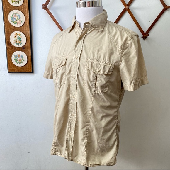 Sisley Antiqued Button Down Shirt Made In Italy - Picture 15 of 16